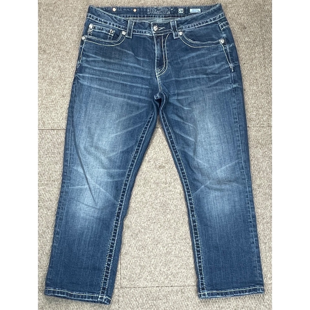 Miss Me Women's JB5501P2 Embroidered Boyfriend Capri Denim Jeans Size 28